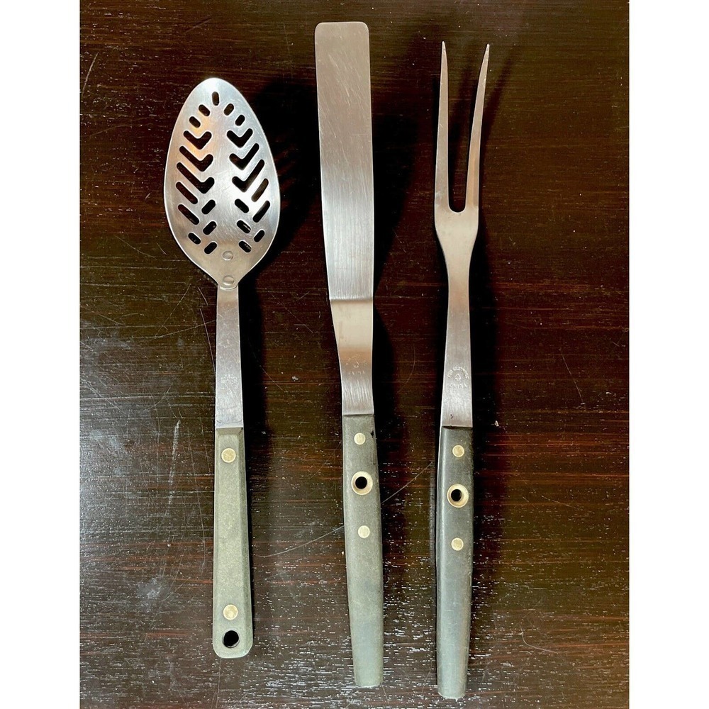 3 VTG Flint Arrowhead Stainless Cake Icing Spreader Spatula Serving Meat Fork